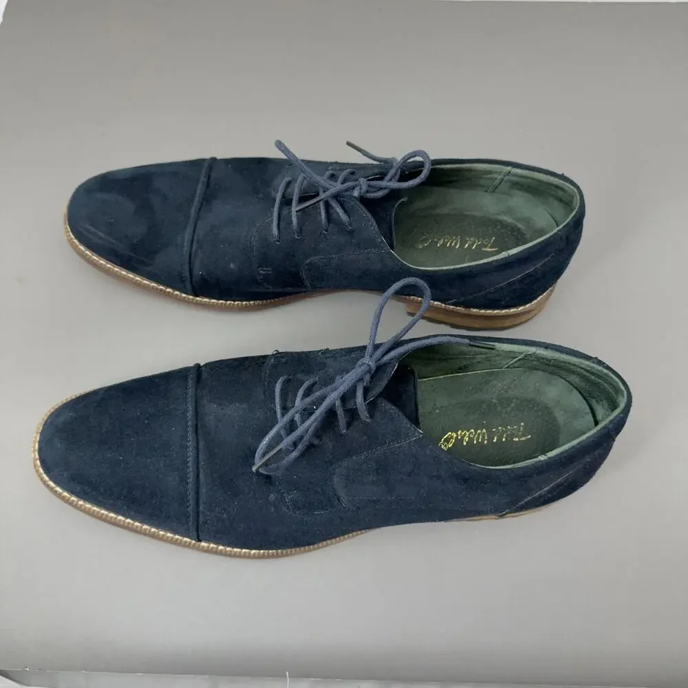 Todd Welsh Cap Toe Derby Shoes Mens 12 M Faux Suede Navy Blue B991367